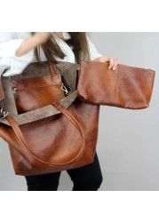 2022 Casual Over Big Shoulder Bags Women Designer Luxury Bags Soft Pu Leather Handbags Tote Large Retro Lady Shopper Purses