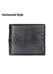 Luxury Genuine Leather Mens Wallet Quality Snakeskin Leather Wallet Men Brand Design Small Bifold Python Black Short