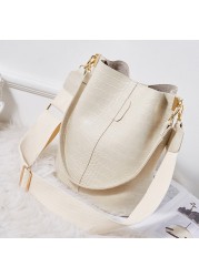 Crocodile Retro Women's Shoulder Bag Large Capacity Shoulder Bag Luxury PU Leather Bucket Bag 2021