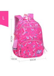 Cartoon Floral Print School Backpack For Girls , 1-6 Orthopedic School Bags For Girls