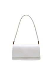 Fashion Women Handbag Solid Color Portable Shoulder Bags PU Leather Flap Simple Underarm Shoulder Bags For Female Purse