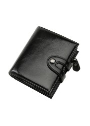 DIENQI RFID High Quality Men Wallets Big Trifold Black Leather Wallet Male Money Bag 2022 Vallet Black Coin Purse Drop Shipping