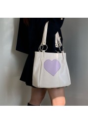 Xiuya Harajuku Kawaii Japanese Women Shoulder Bag Cute Heart Lolita Tote Bag Ladies Bags 2022 Big Shopper With Zipper