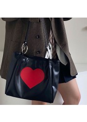 Xiuya Harajuku Kawaii Japanese Women Shoulder Bag Cute Heart Lolita Tote Bag Ladies Bags 2022 Big Shopper With Zipper