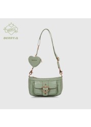 Xiuya Harajuku Kawaii Lolita Shoulder Bag Women PU Leather Candy Color Sweet Cute Crossbody Bag With Coin Purse Bags Purse