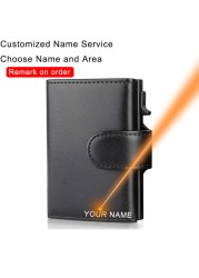 DIENQI RFID Men Wallet Money Bag Short Male Aluminum Leather Card Holder Wallet Small Black Wallet Thin Wallet Vallet Billfold