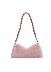 Women PU Leather Plush Fur Bag Autumn Winter Small Zipper Armpit Brand Designer Bags All Match Phone Shoulder Bags