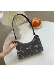 Summer Lace Floral Stitching Shoulder Bag For Women 2021 Soft PU Leather Bags Underarm Beach Travel Handbag Small Girls Tote Bag