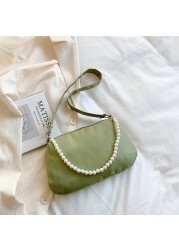 Fashion Women Nylon Underarm Shoulder Bags Pearl Color Small Bags Casual Lady Clutch Luxury Brand Designer Handbags