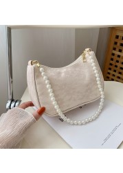 Fashion Women Nylon Underarm Shoulder Bags Pearl Color Small Bags Casual Lady Clutch Luxury Brand Designer Handbags