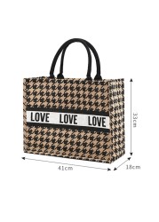 Linen Square Casual Ladies Shopping Bag Daily Shopping Bag Large Capacity Storage Bags For Home Travel