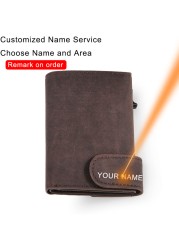DIENQI RFID Genuine Leather Men Wallets Card Holder Slim Thin Smart Magic Wallet Mini Short Coin Purse Male 2022 Brown Vallet
