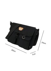 Fashion Student Zipper Crossbody Bags Solid Color Shoulder Bags Casual Ladies Bags Canvas Messenger Bags