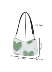 Women's Classic Plush Underarm Shoulder Bag Ladies Autumn Winter Large Capacity Tote Pouch For Shopping Decor