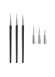 3pcs Nail Art Liner Brush Set Acrylic French Tape Tips Manicure Ultra-thin Line Drawing Pen UV Gel Brushes Painting Tools