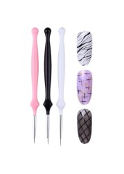 3pcs Nail Art Liner Brush Set Acrylic French Tape Tips Manicure Ultra-thin Line Drawing Pen UV Gel Brushes Painting Tools