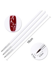 3pcs Nail Art Liner Brush Set Acrylic French Tape Tips Manicure Ultra-thin Line Drawing Pen UV Gel Brushes Painting Tools