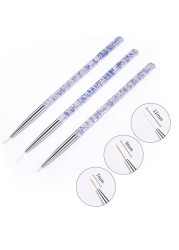 3pcs Nail Art Liner Brush Set Acrylic French Tape Tips Manicure Ultra-thin Line Drawing Pen UV Gel Brushes Painting Tools