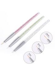 3pcs Nail Art Liner Brush Set Acrylic French Tape Tips Manicure Ultra-thin Line Drawing Pen UV Gel Brushes Painting Tools