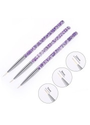 3pcs Nail Art Liner Brush Set Acrylic French Tape Tips Manicure Ultra-thin Line Drawing Pen UV Gel Brushes Painting Tools