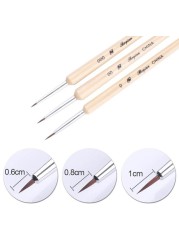 3pcs Nail Art Liner Brush Set Acrylic French Tape Tips Manicure Ultra-thin Line Drawing Pen UV Gel Brushes Painting Tools