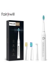 Fairywill FW-507 Sonic Electric Toothbrush 5 Modes USB Charger  Waterproof Electronic Tooth with Brushes Replacement Heads