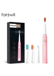 Fairywill FW-507 Sonic Electric Toothbrush 5 Modes USB Charger Waterproof Electronic Tooth with Brushes Replacement Heads