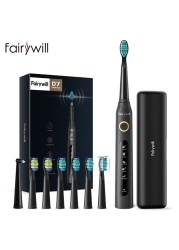 Fairywill FW-507 Sonic Electric Toothbrush 5 Modes USB Charger  Waterproof Electronic Tooth with Brushes Replacement Heads