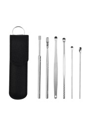 Brand New 6pcs/set Ear Picking Tool Set Earwax Remover Stainless Steel Earmuffs Cleaner Ear Cleaning Spoon Care Ear Care Tool