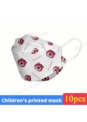 Disney Children KN95 Face Mask Anime Mickey Cartoon Cute 4-layers Breathable for 4-12 Years FFP2 Mouth Mascarillas 10pcs/bag