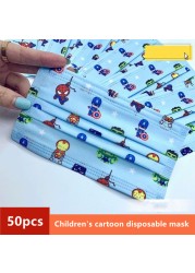 Disney Children's Mask Spider-Man Marvel Avengers Character Disposable Face Mask Cartoon Hero Pattern Lilo and Stitch Pixar Dust Cover