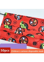 Disney Children's Mask Spider-Man Marvel Avengers Character Disposable Face Mask Cartoon Hero Pattern Lilo and Stitch Pixar Dust Cover