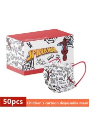 Disney Children's Mask Spider-Man Marvel Avengers Character Disposable Face Mask Cartoon Hero Pattern Lilo and Stitch Pixar Dust Cover