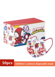 Disney Children's Mask Spider-Man Marvel Avengers Character Disposable Face Mask Cartoon Hero Pattern Lilo and Stitch Pixar Dust Cover