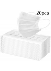 10-200pcs Disposable Face Mask 3 Ply Non-woven Mouth Mask Anti PM2.5 Dust Masks Elastic Earloop Respirator Mask Filter White Masken