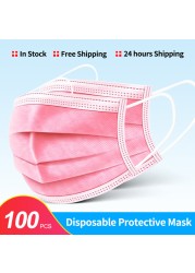 10-200pcs Disposable Face Mask 3 Ply Non-woven Mouth Mask Anti PM2.5 Dust Masks Elastic Earloop Respirator Mask Filter White Masken