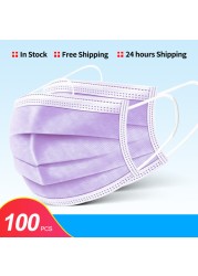 10-200pcs Disposable Face Mask 3 Ply Non-woven Mouth Mask Anti PM2.5 Dust Masks Elastic Earloop Respirator Mask Filter White Masken