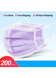 10-200pcs Disposable Face Mask 3 Ply Non-woven Mouth Mask Anti PM2.5 Dust Masks Elastic Earloop Respirator Mask Filter White Masken