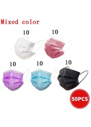 10-200pcs Disposable Face Mask 3 Ply Non-woven Mouth Mask Anti PM2.5 Dust Masks Elastic Earloop Respirator Mask Filter White Masken