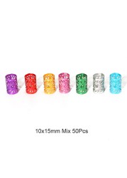 50pcs Mix Color Hair Braid Dreadlock Beads Cuffs Rings Tube Accessories Opening Hoop Circle 10-12mm Inner Hole Hair Rings