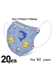 Kids KN95 Mask Girls Boys Children Face Masks Anti-Dust 0-3 Years Old Baby 4 Layers Fabric 3D Cartoon Baby Face Mouth Mask ffp2fan