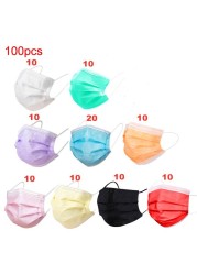 Disposable masks colorful masks mascarillas quiurgicas homology adas black non-woven face masks 3 layer adult mouth caps mascara mask