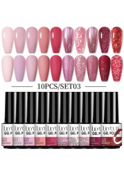 LILYCUTE 10pcs Gel Nail Polish Set With UV Lamp Nude Gel Semi Permanent Hybrid Varnish Base Top Coat Soak Off UV LED Nail Art