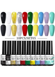 LILYCUTE 10pcs Gel Nail Polish Set With UV Lamp Nude Gel Semi Permanent Hybrid Varnish Base Top Coat Soak Off UV LED Nail Art