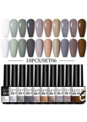 LILYCUTE 10pcs Gel Nail Polish Set With UV Lamp Nude Gel Semi Permanent Hybrid Varnish Base Top Coat Soak Off UV LED Nail Art