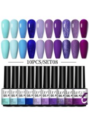 LILYCUTE 10pcs Gel Nail Polish Set With UV Lamp Nude Gel Semi Permanent Hybrid Varnish Base Top Coat Soak Off UV LED Nail Art