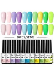 LILYCUTE 10pcs Gel Nail Polish Set With UV Lamp Nude Gel Semi Permanent Hybrid Varnish Base Top Coat Soak Off UV LED Nail Art