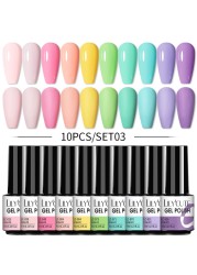 LILYCUTE 10pcs Gel Nail Polish Set With UV Lamp Nude Gel Semi Permanent Hybrid Varnish Base Top Coat Soak Off UV LED Nail Art