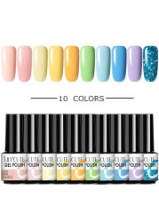 LILYCUTE 10pcs Gel Nail Polish Set With UV Lamp Nude Gel Semi Permanent Hybrid Varnish Base Top Coat Soak Off UV LED Nail Art