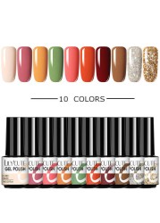 LILYCUTE 10pcs Gel Nail Polish Set With UV Lamp Nude Gel Semi Permanent Hybrid Varnish Base Top Coat Soak Off UV LED Nail Art